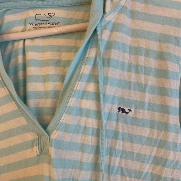 Vineyard Vines aqua striped hooded top - Picture 3 of 5